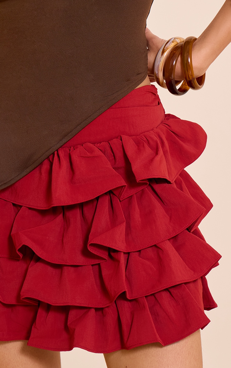Mini-jupe style tutu fluide tissée rouge profond image 5