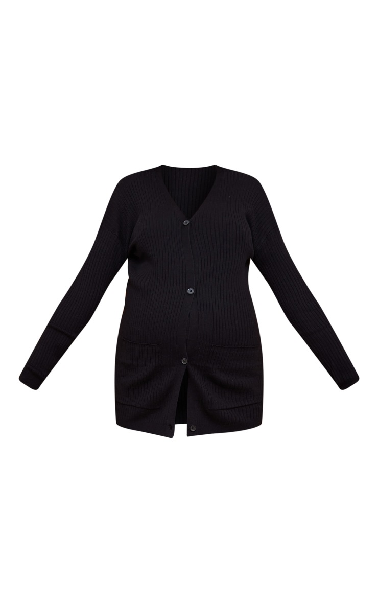 Maternité Cardigan grossesse long noir maille tricot côtelée