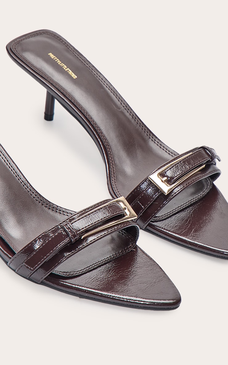 Chocolate Crinkle Buckle Kitten Heel Mule image 5