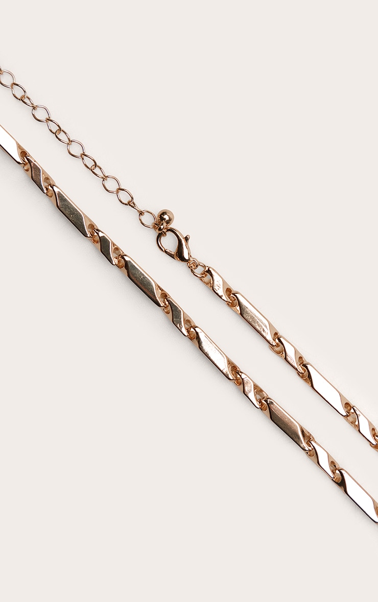 Gold Smooth Angular Link Chain Necklace image 3