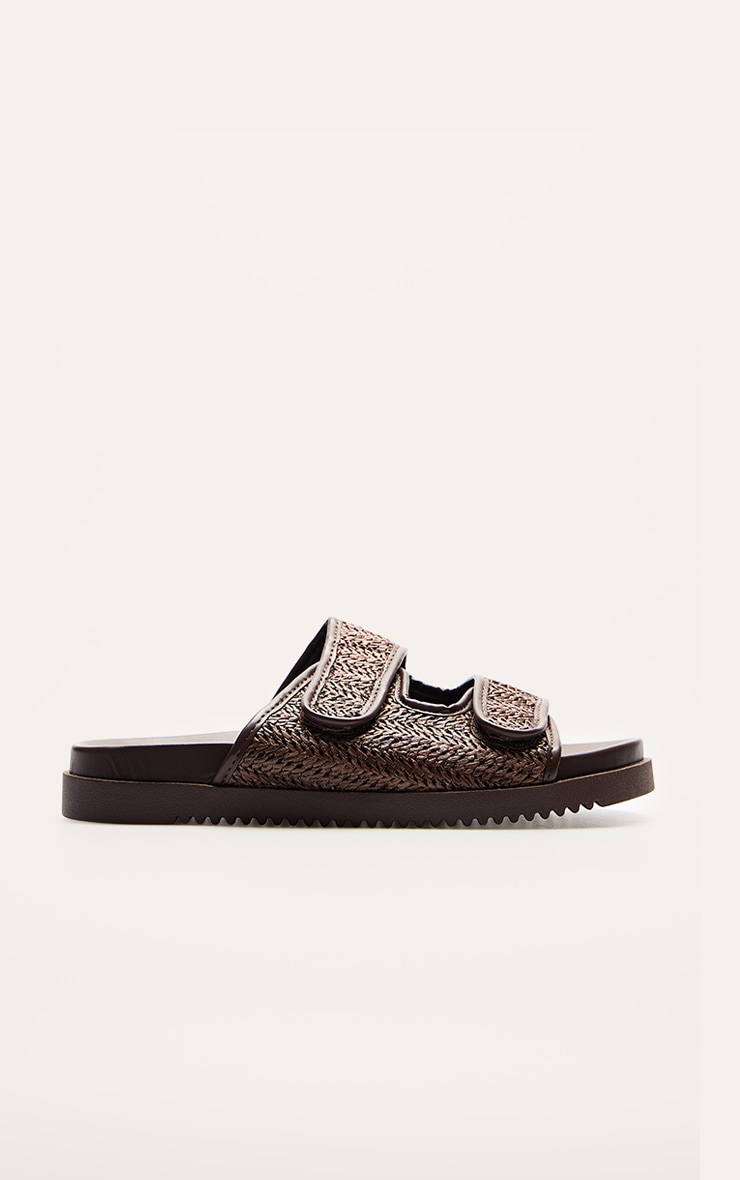 Chocolate Pu Round Toe Woven Velcro Straps image 2