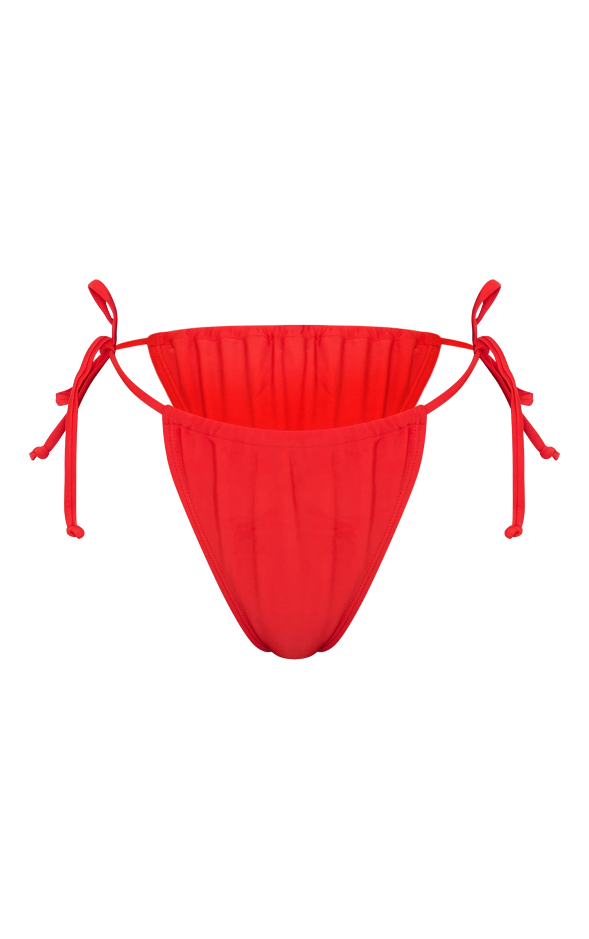 Red Mix & Match Mini Ruched Tie Side Bikini Bottoms image 5