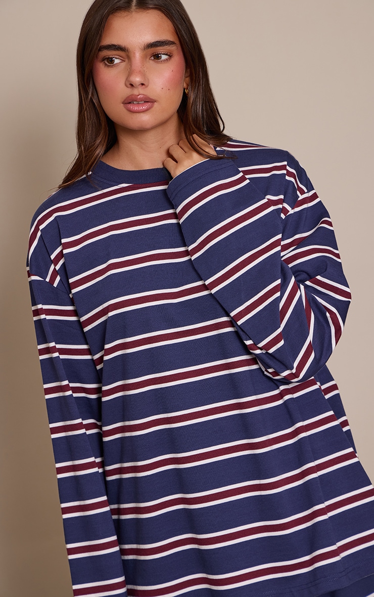 Navy Striped Long Sleeved Top image 4