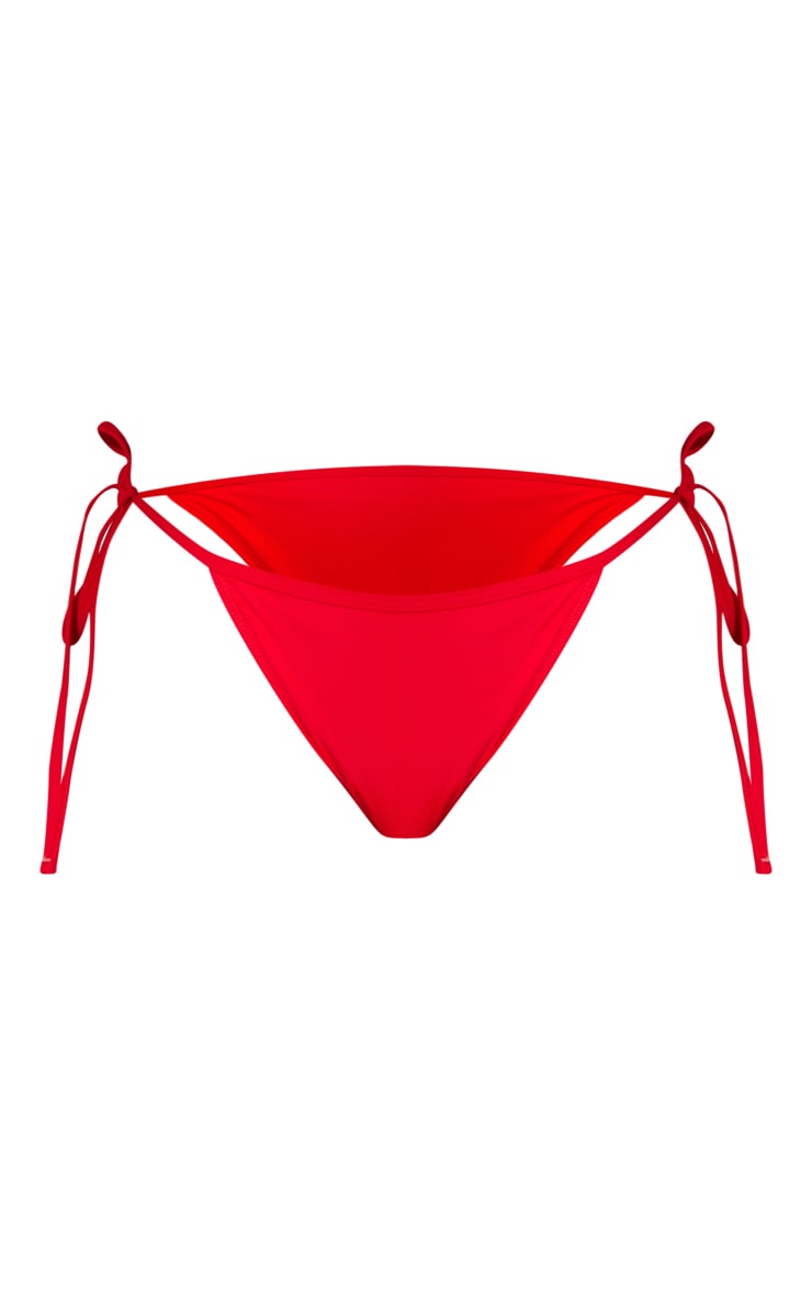 Red Mix & Match Ruched Bum Tie Side Bikini Bottoms image 1