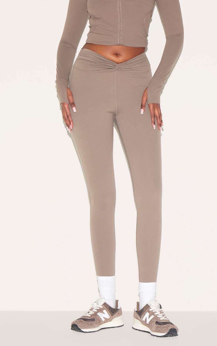 Brown Sculpt Twist Front Gym Leggings image 2
