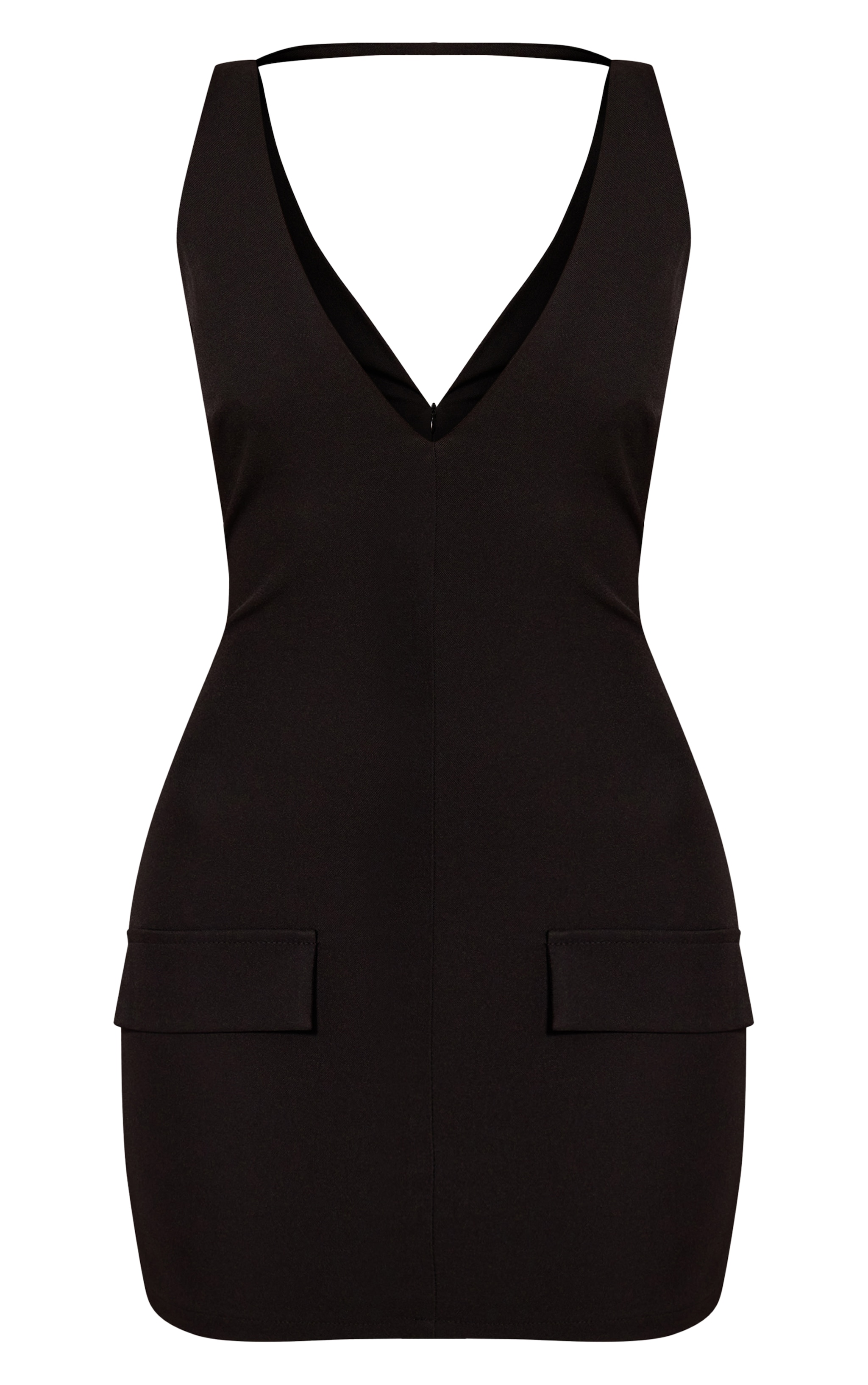 Black Woven V Neck Mini Dress image 5