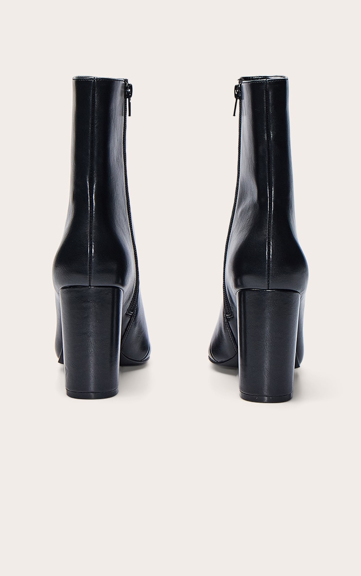 Bottines pointues noires à talon carré image 4