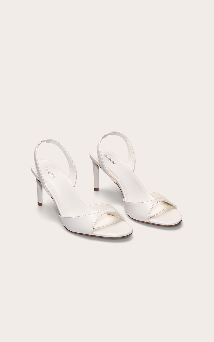 Cream PU Round Toe Barely There Heeled Sandals image 3