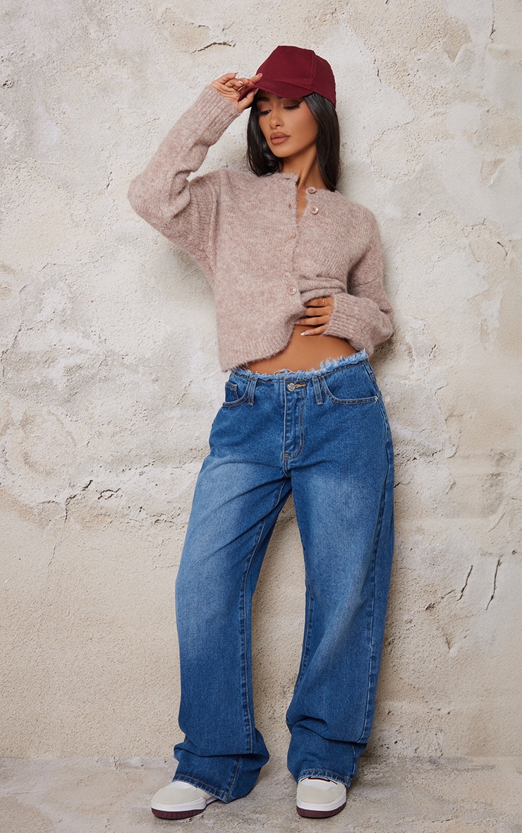 Petite Taupe Marl Knitted Cardigan image 3