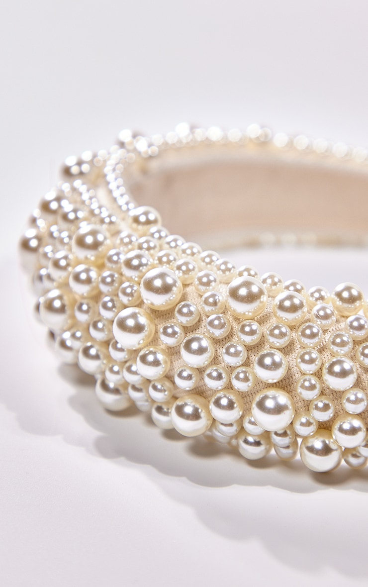 White Pearl Embellished Headband image 3