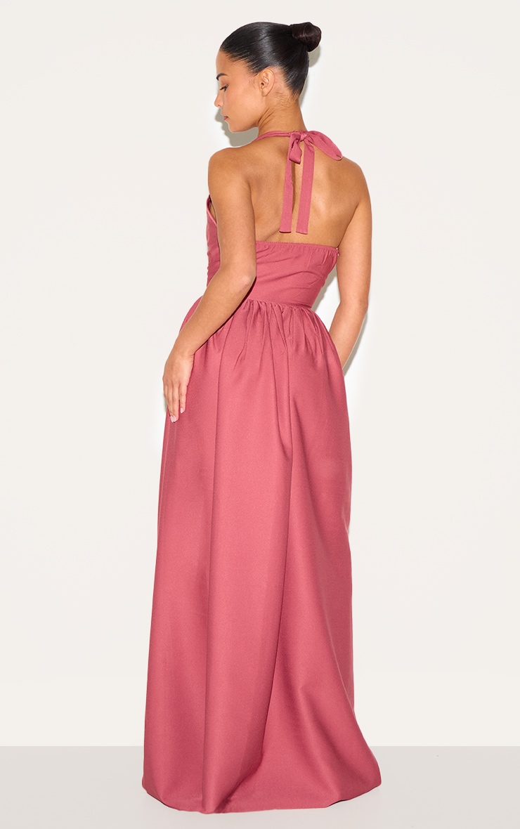 Petite Blush Rose Halter Neck Floaty Maxi Dress image 2