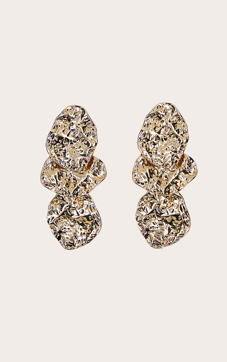 Gold Textured Statement Drop Earring image 2