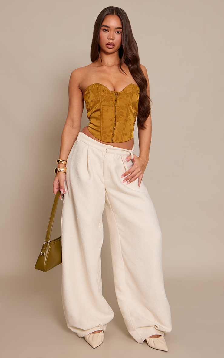 Golden Olive Jacquard Hook And Eye Corset image 3