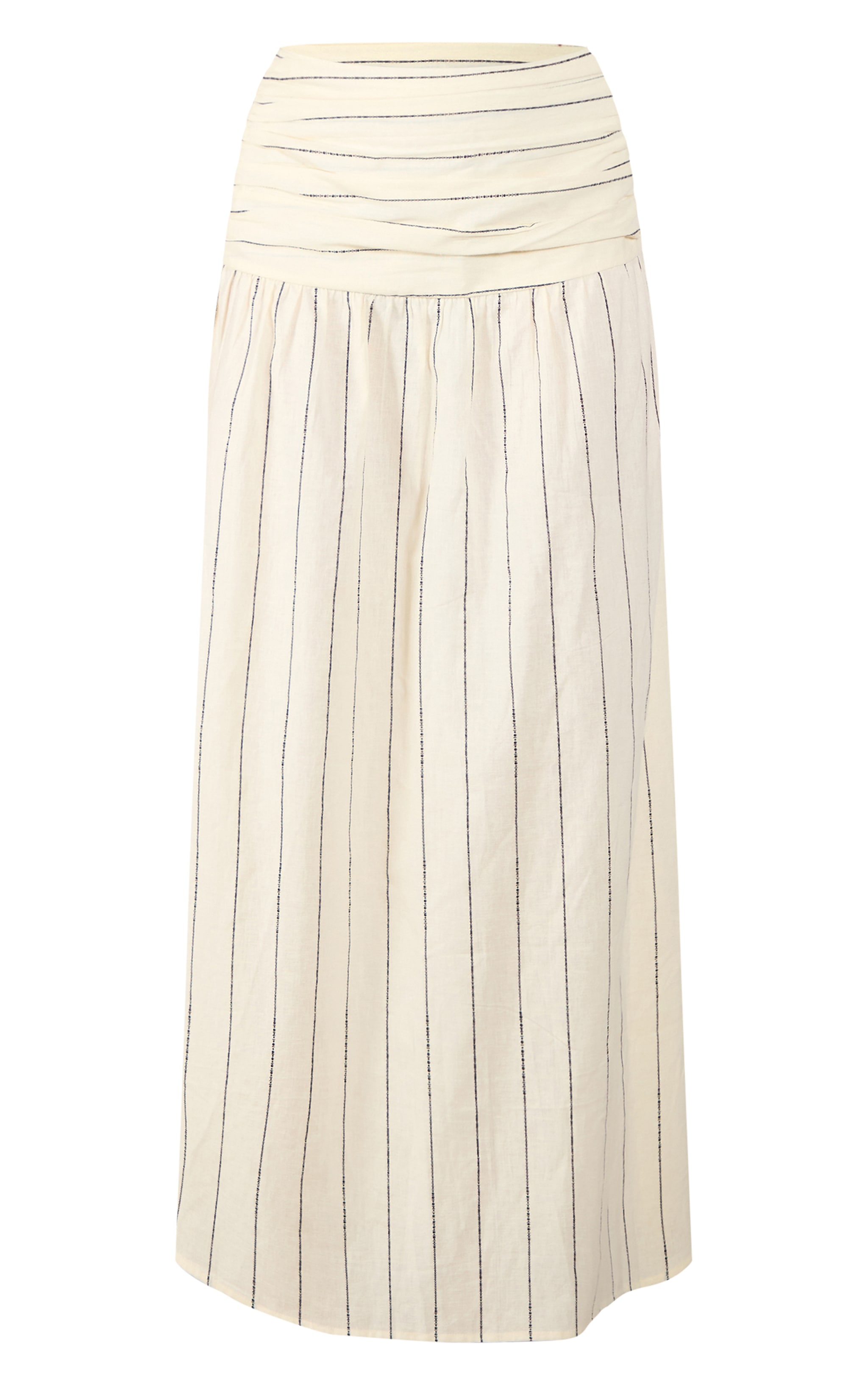Stone Stripe Cotton Ruched Waist Maxi Skirt image 5