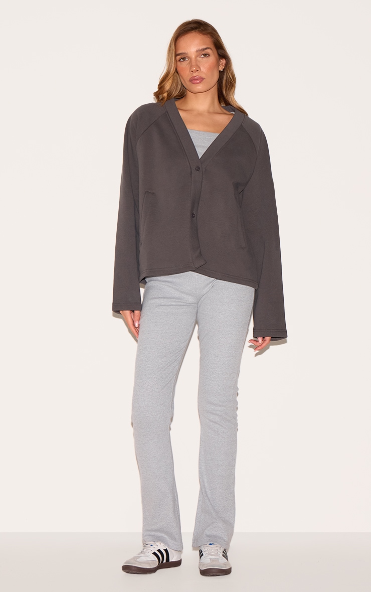 Charcoal Premium Boxy Sweat Cardigan image 3
