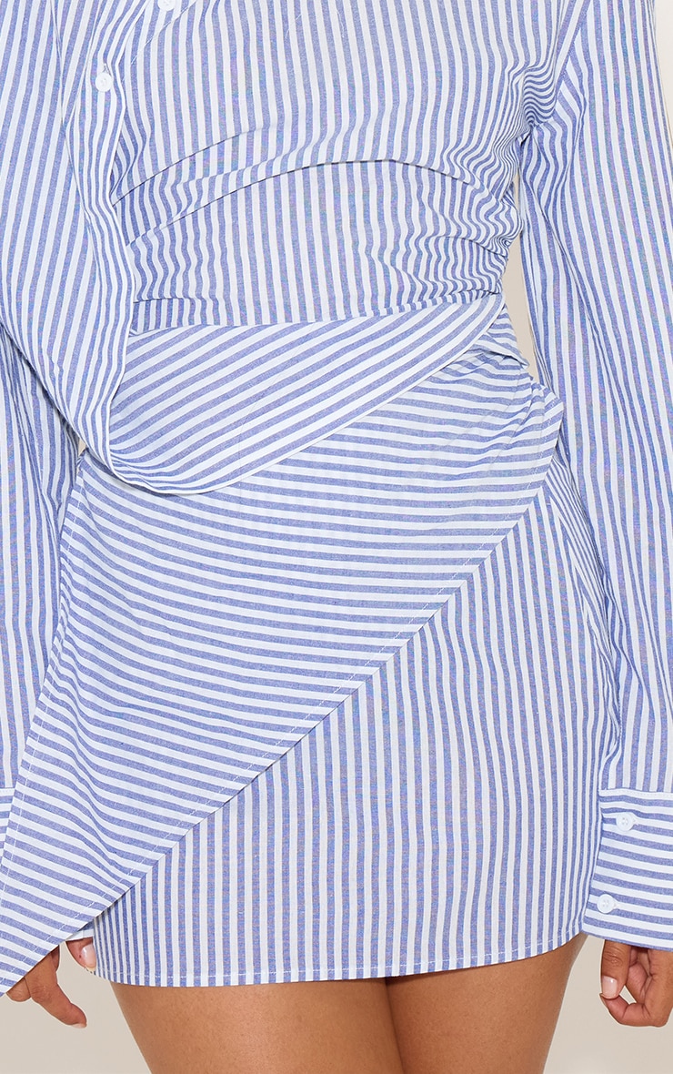 Blue Woven Stripe Asymmetric Mini Skirt image 5