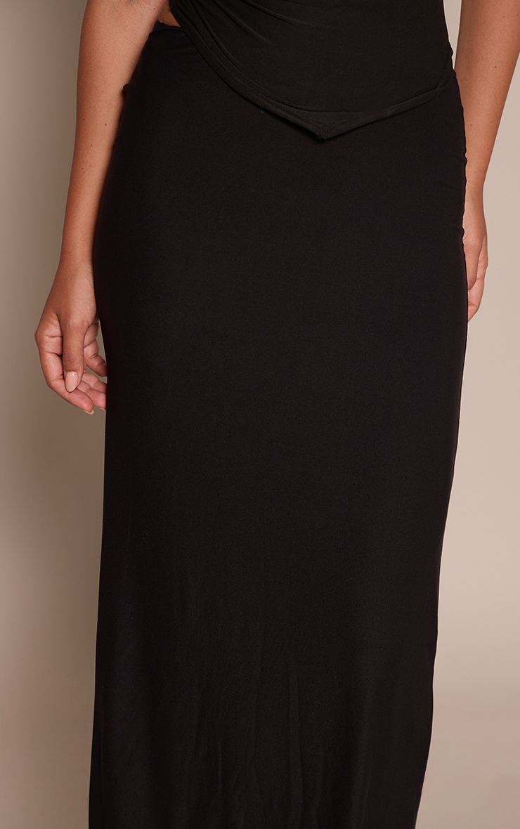 Black Soft Touch Low Rise Maxi Skirt image 4