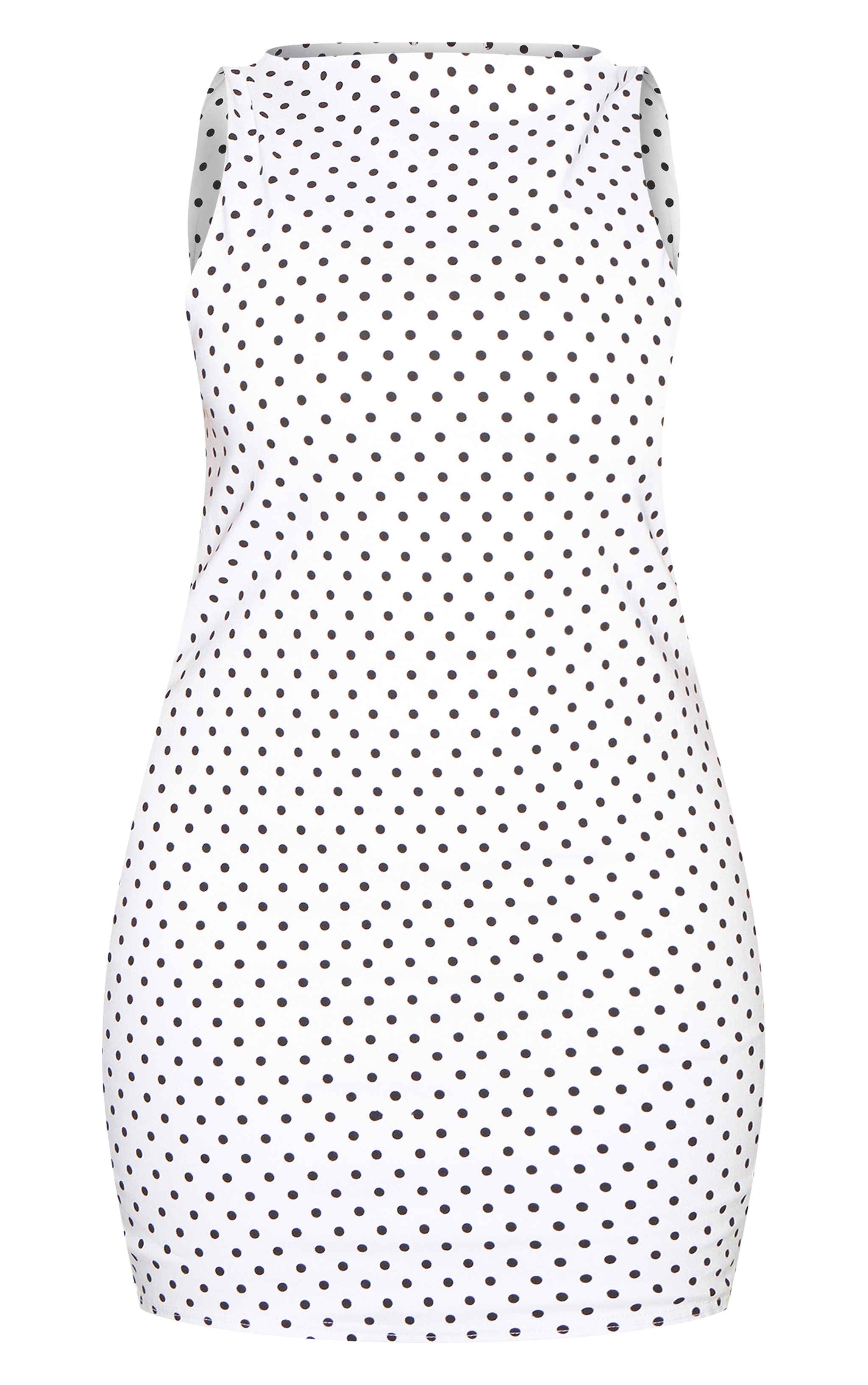 Shape White Polka Dot Boat Neck Mini Dress image 5