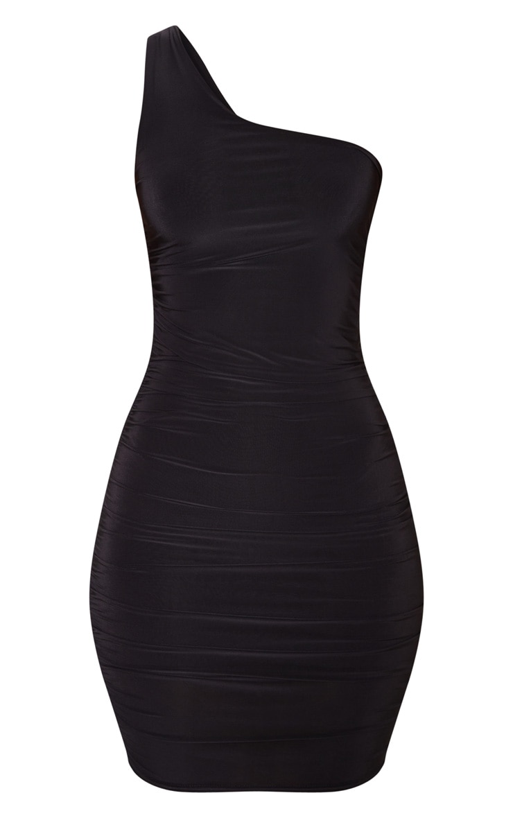 black and white one shoulder dress