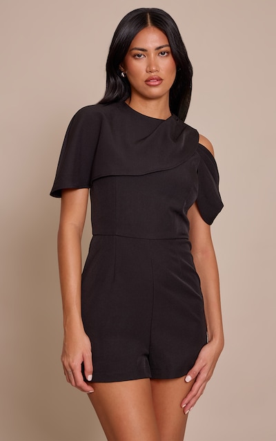 Black Tailored Short Sleeve Playsuit
