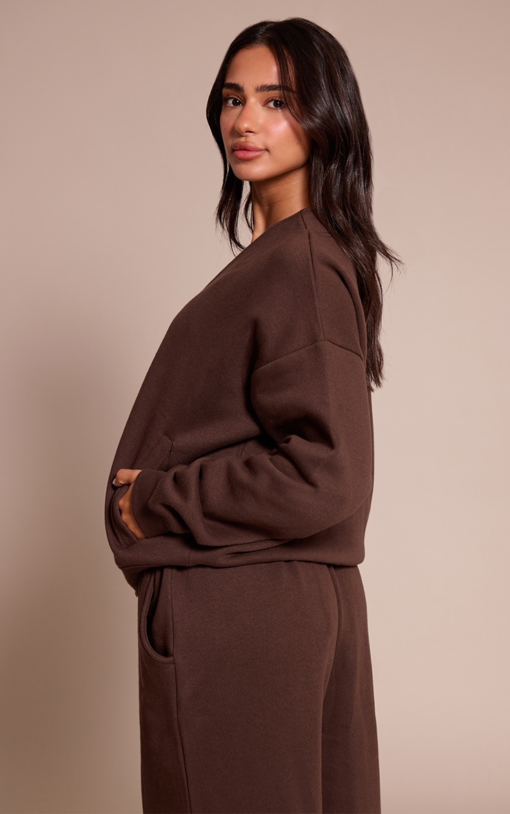Petite Chocolate Button Up Side Pocket Sweatshirt image 2