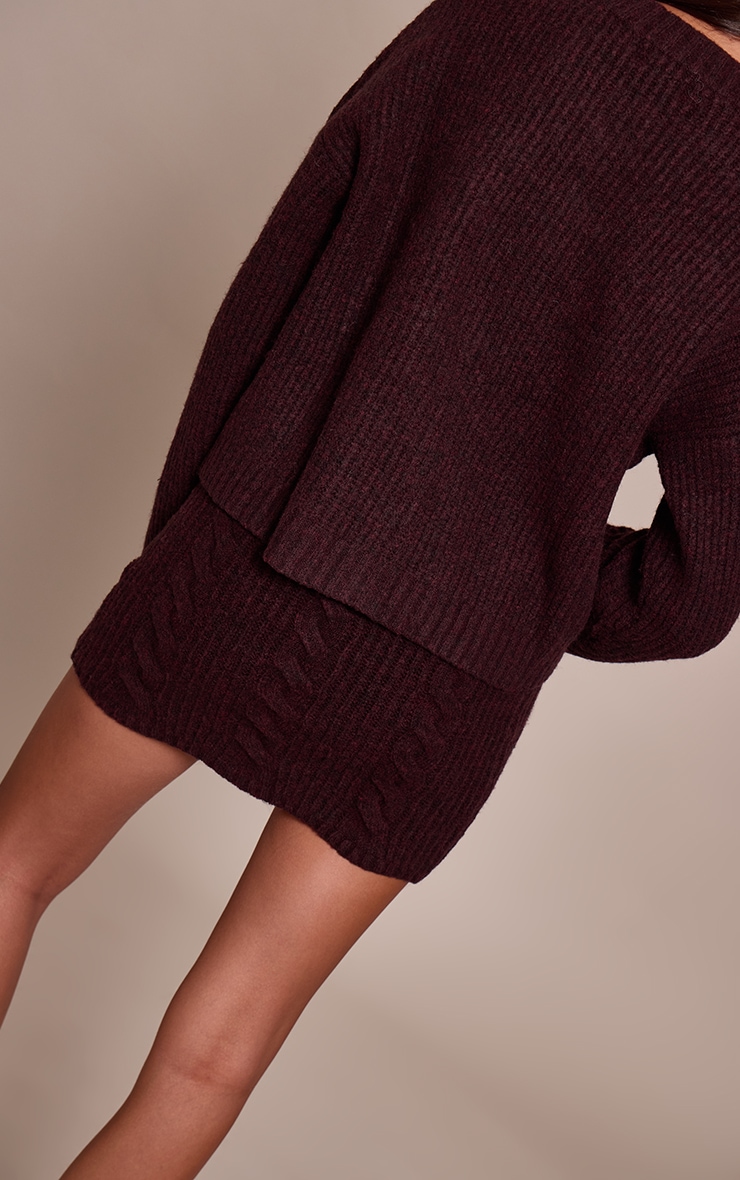 Chocolate Plum Cable Knit Mini Skirt image 3