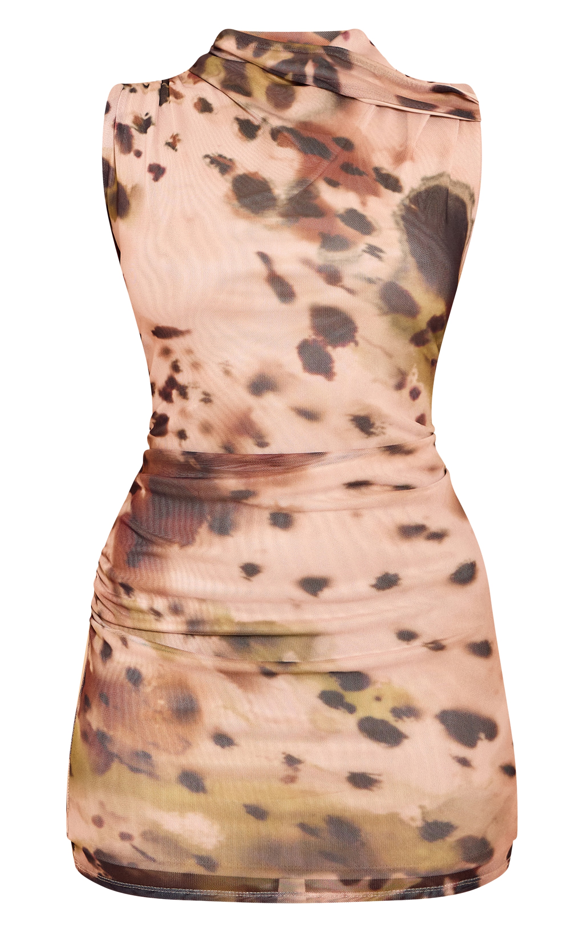 Pink Printed Neck Detail Mini Dress image 5