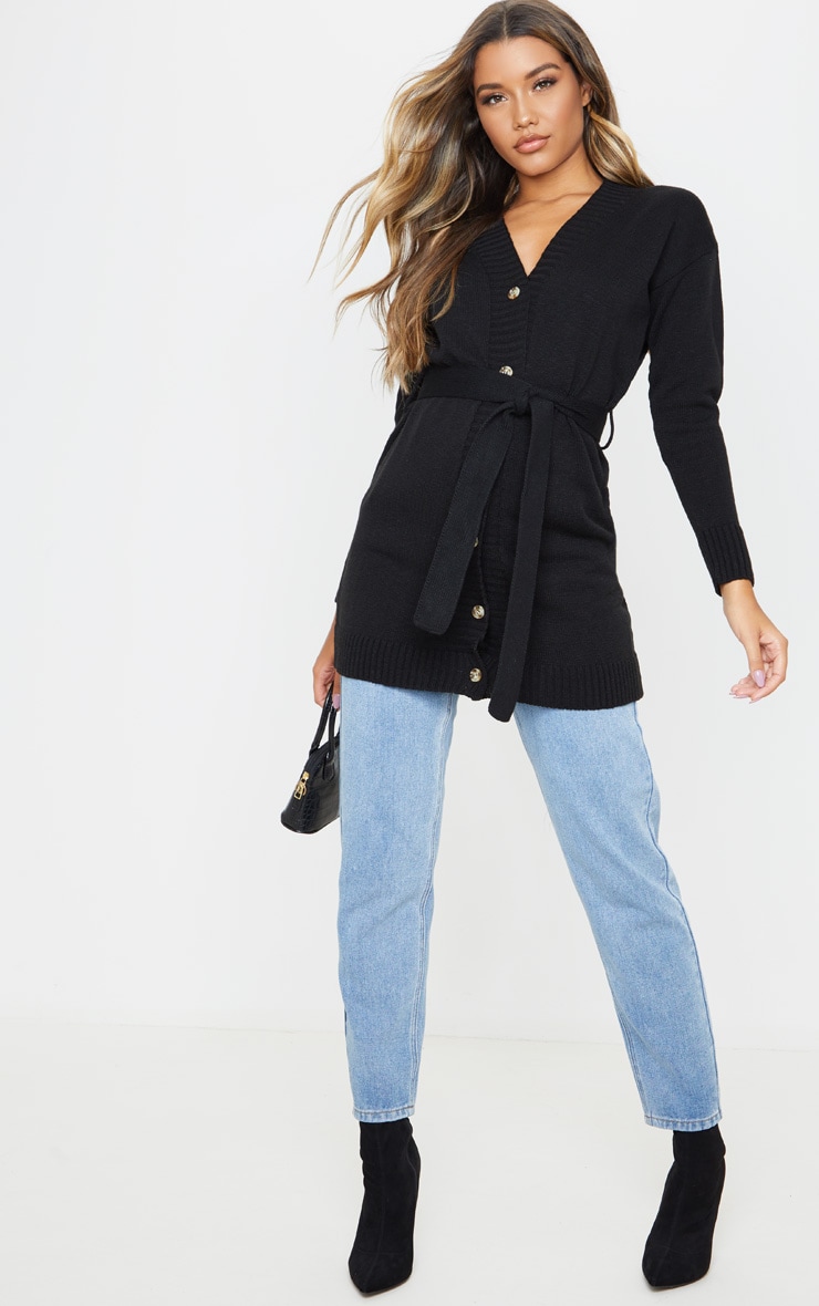 Black Belted Longline Cardigan image 4