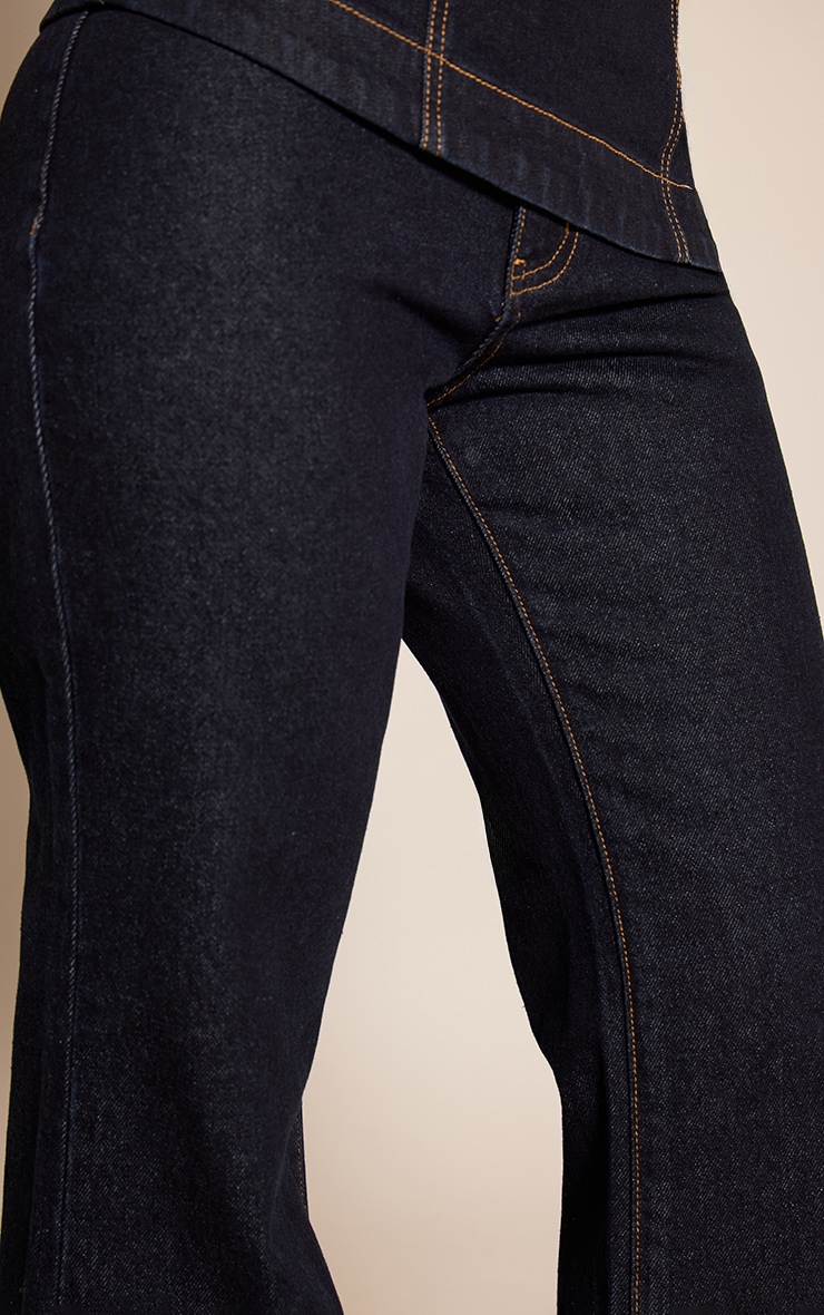 Petite Indigo Side Zip Flared Denim Jeans image 4
