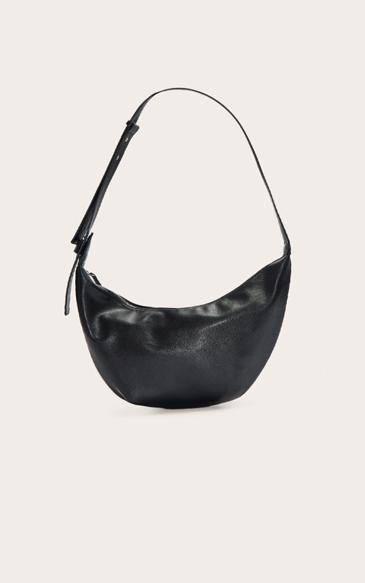 Black Slouchy Crescent Cross Body Bag image 1