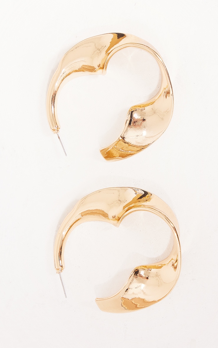 Gold Twist Large Hoop Earrings image 2