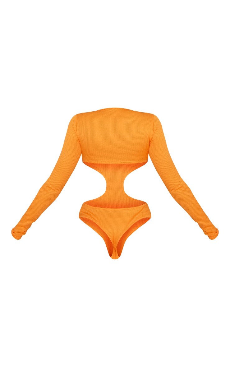 Body orange texturé à manches longues et découpes image 6