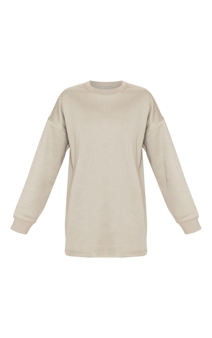 Sage Green Oversized Crew Neck Sweatshirt Sweater Dress image 4