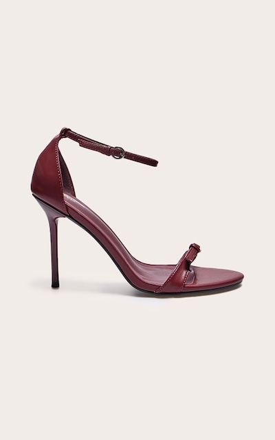 Red PU Wide Fit Round Toe High Stiletto Heeled Sandals