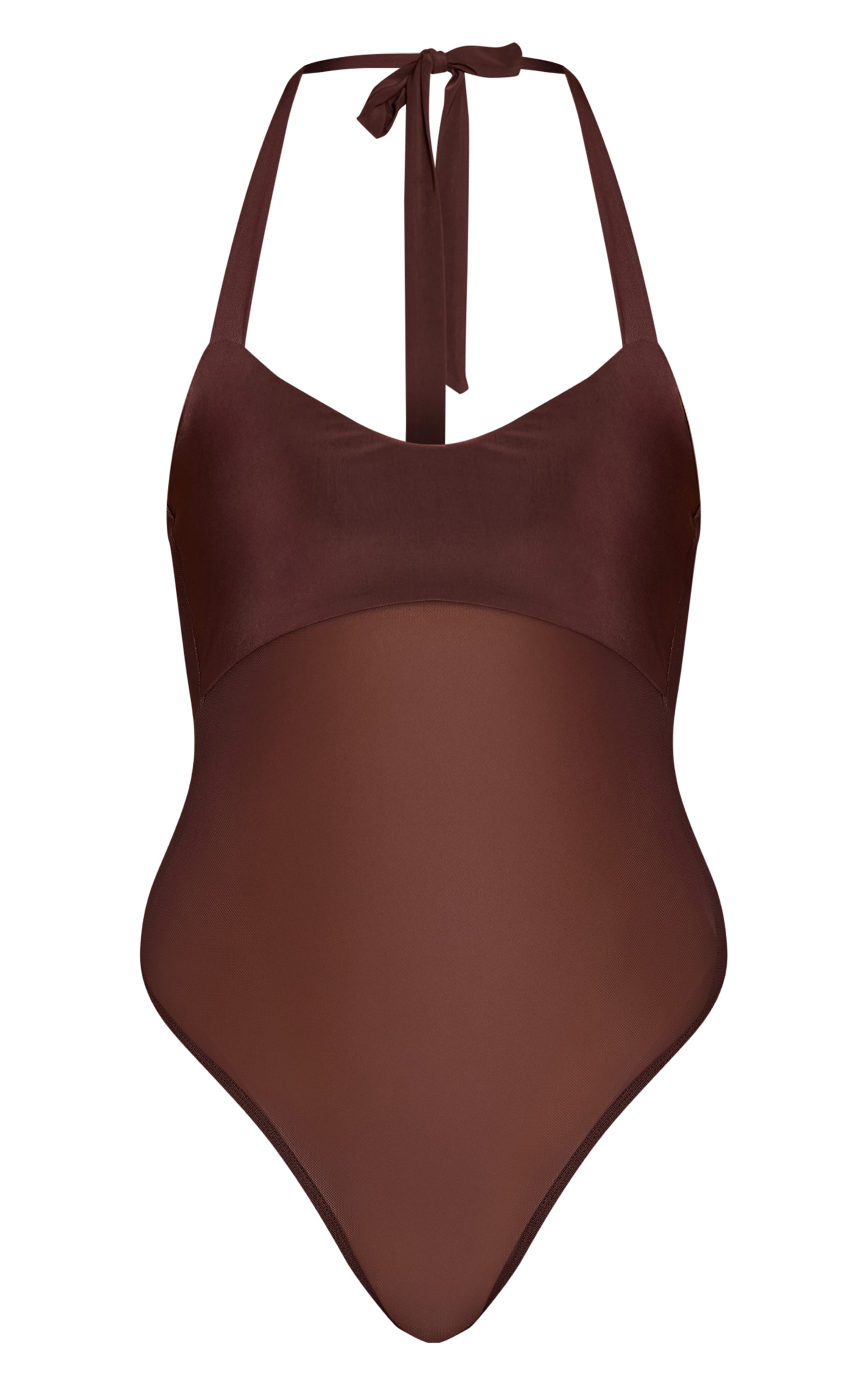 Dark Chocolate Bust Detail Mesh Halterneck Bodysuit image 5