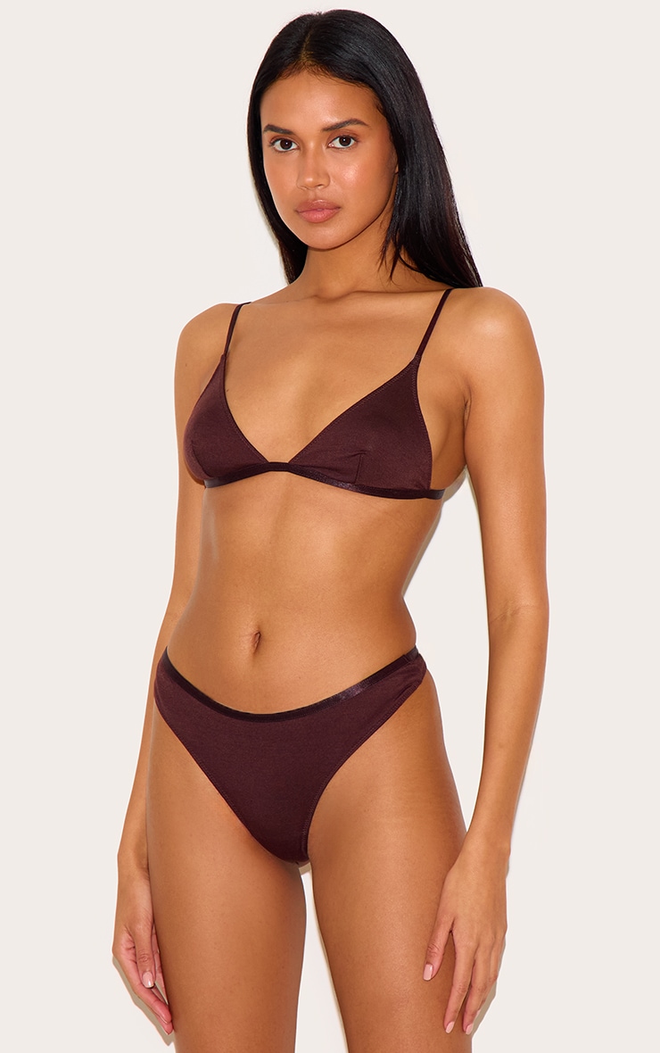 Chocolate Jersey Triangle Basic Lingerie Set image 1