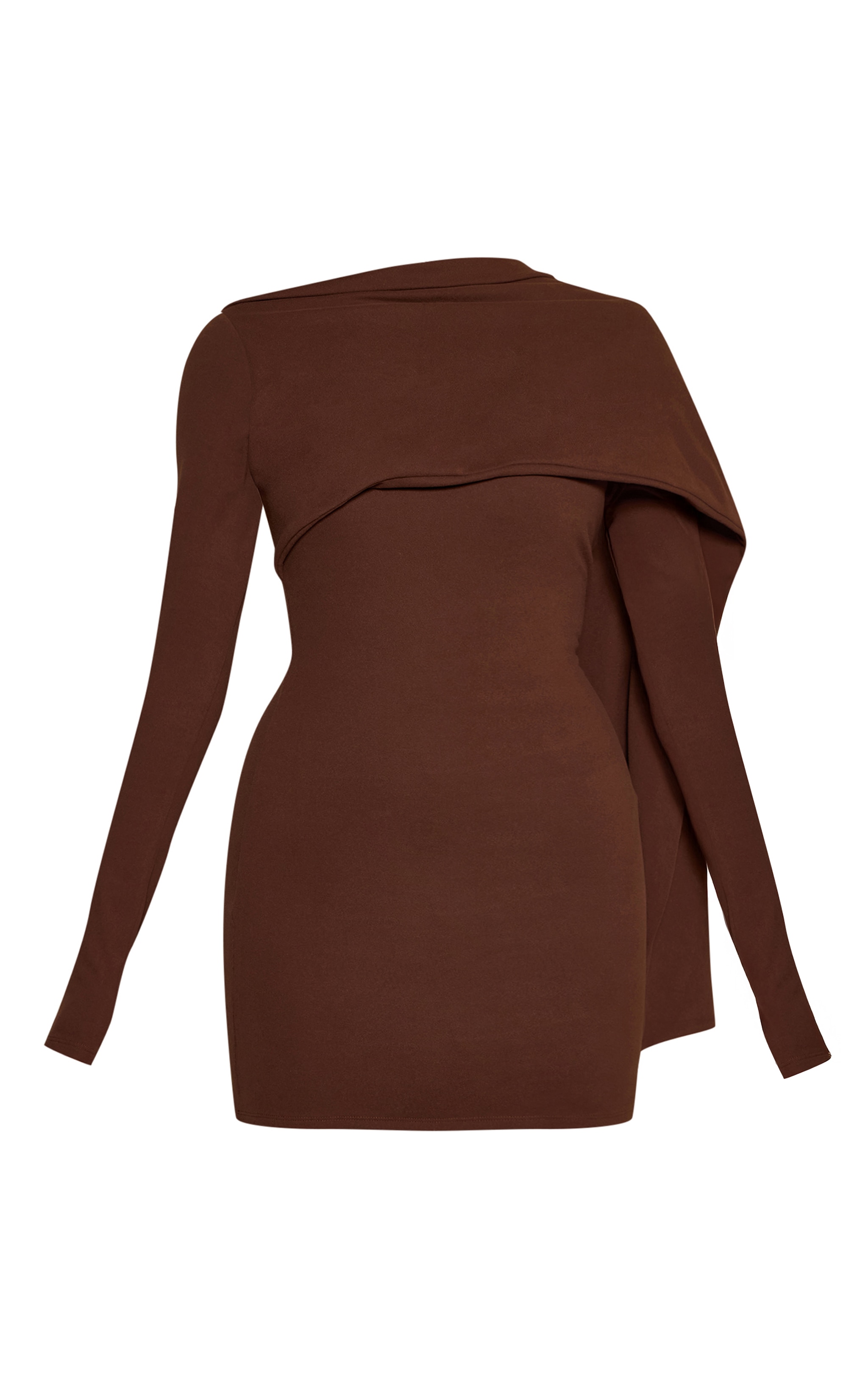 Chocolate Soft Touch Wrap Detail Bodycon Mini Dress image 5