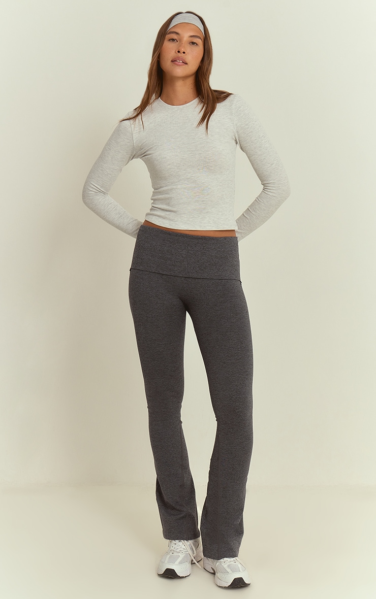 Ash Grey Melange Soft Cotton Long Sleeve Top image 3