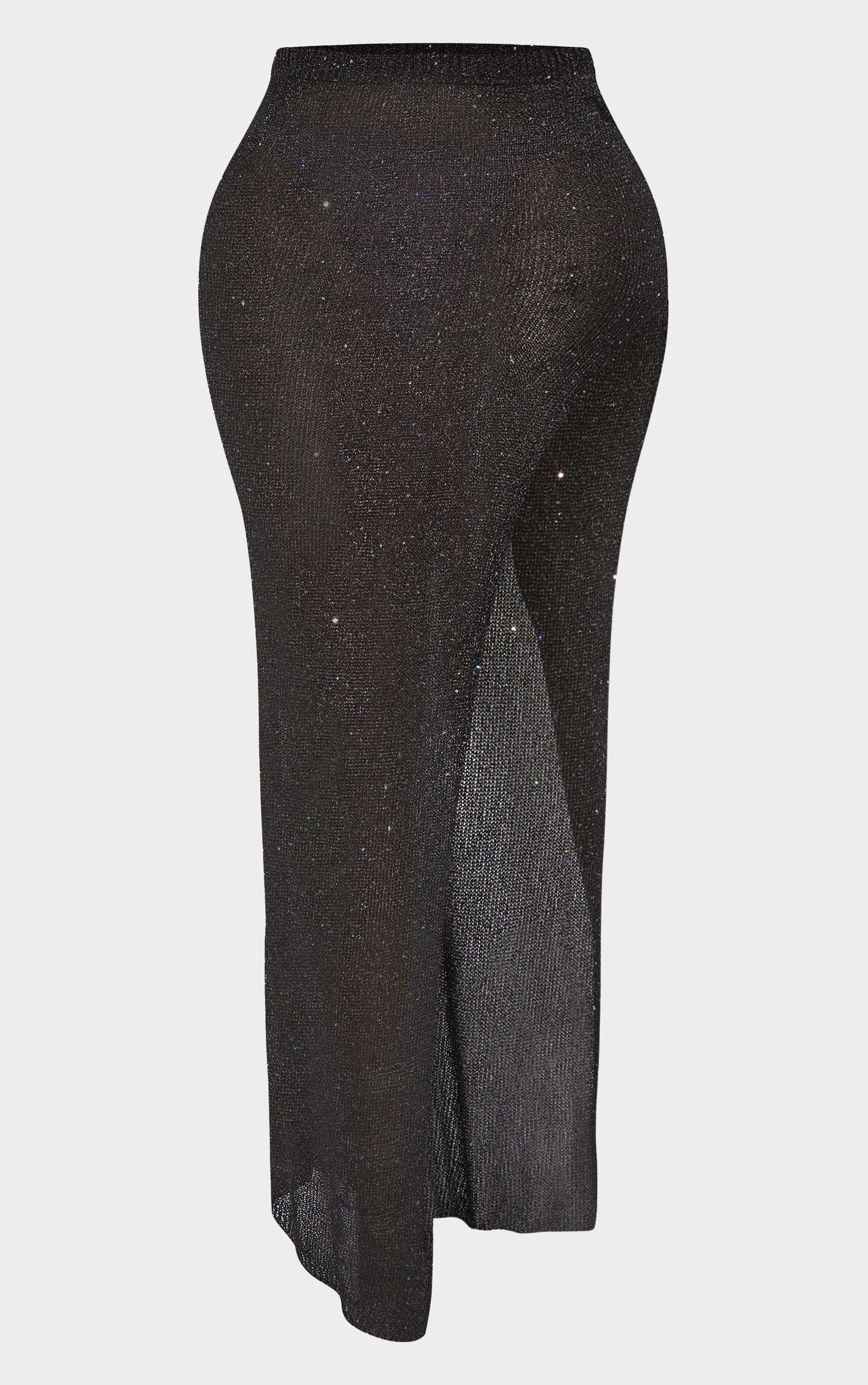 Shape Black Knitted Glitter Maxi Skirt image 5