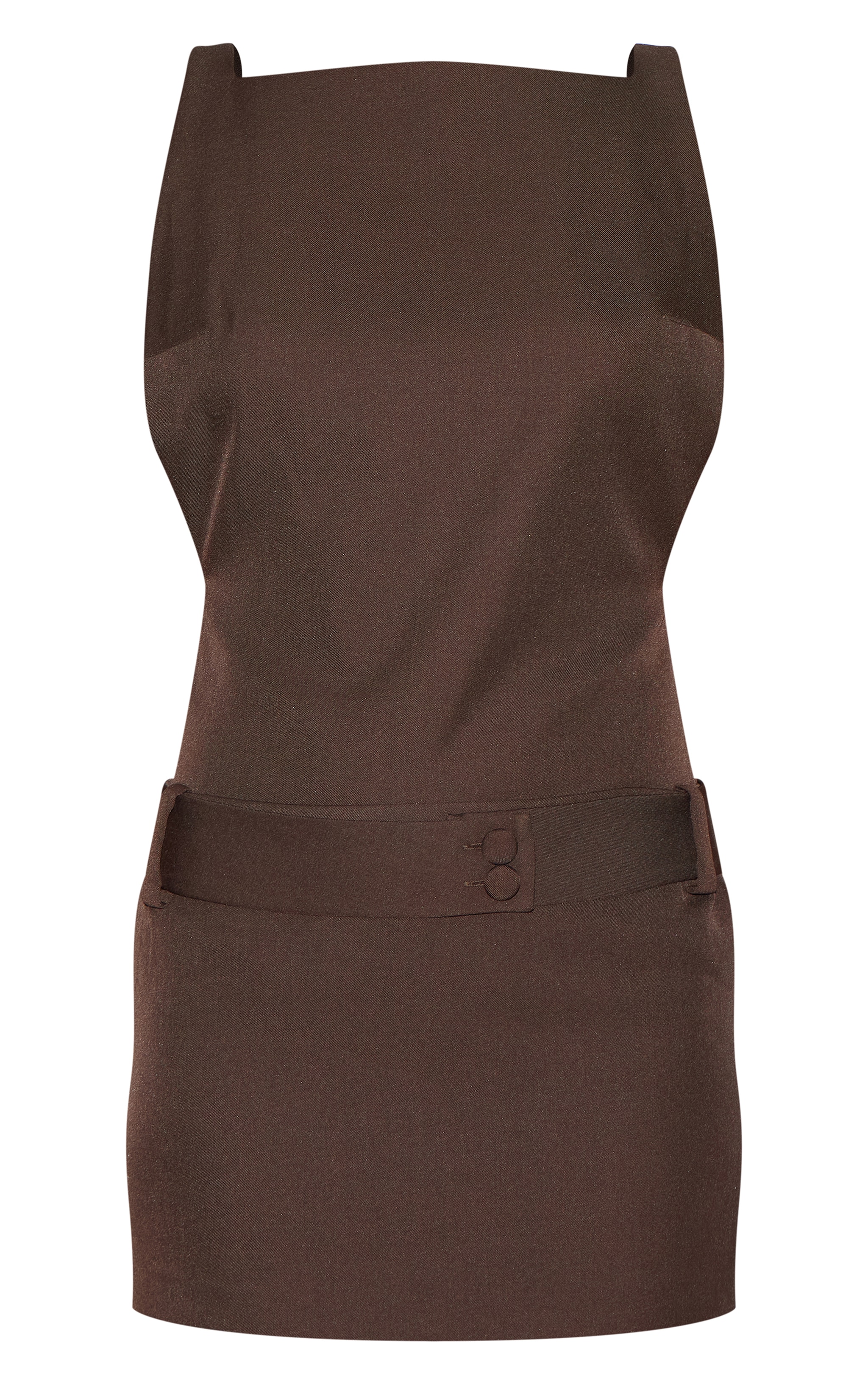 Robe droite chocolat profond à ceinture image 5