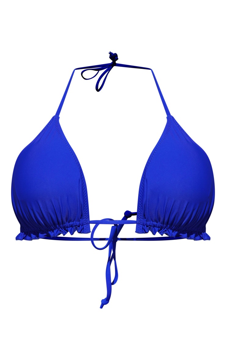 Cobalt Frill Edge Padded Bikini Top PrettyLittleThing AUS