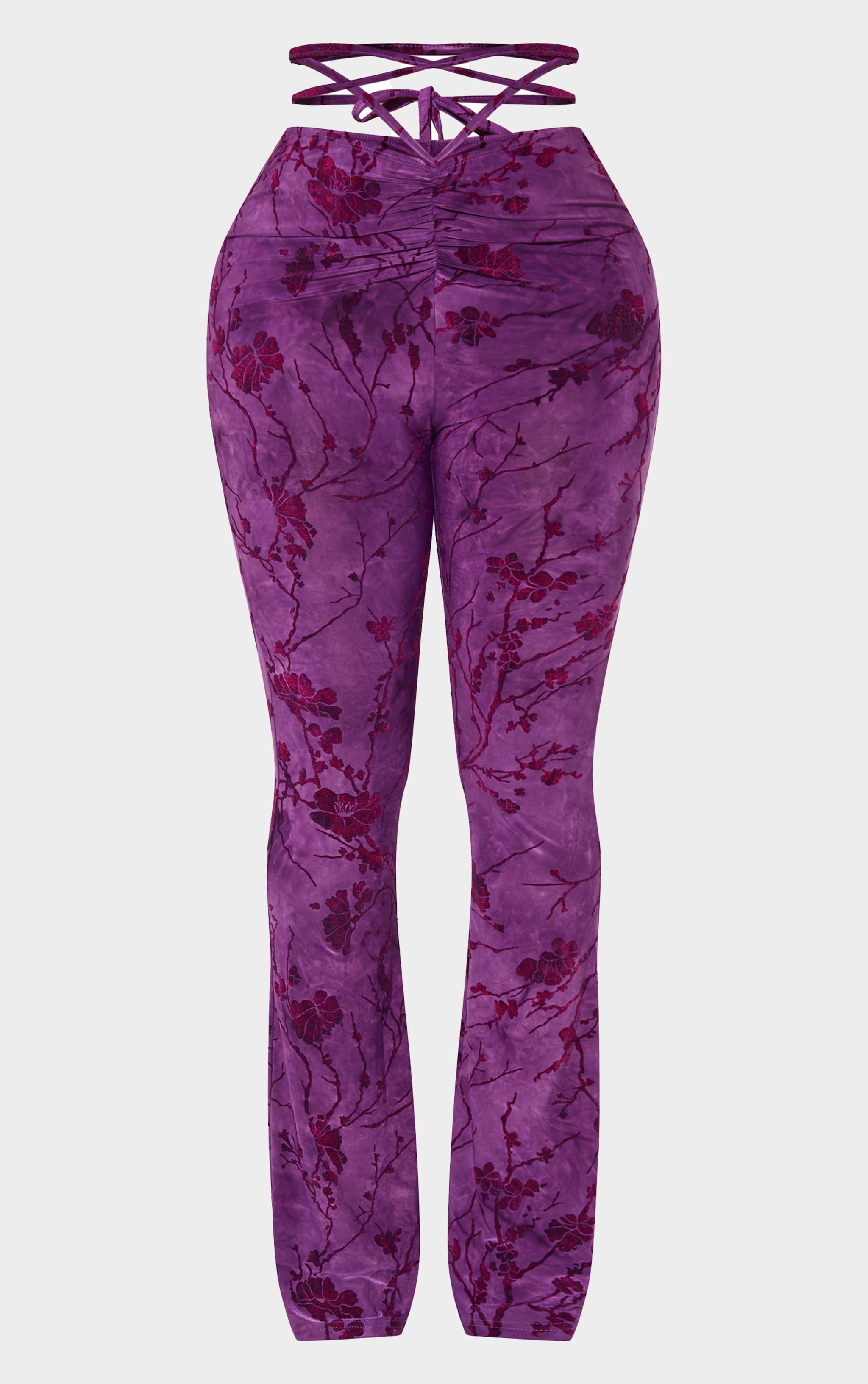 Shape Pantalon dévoré prune à taille tombante froncée image 5