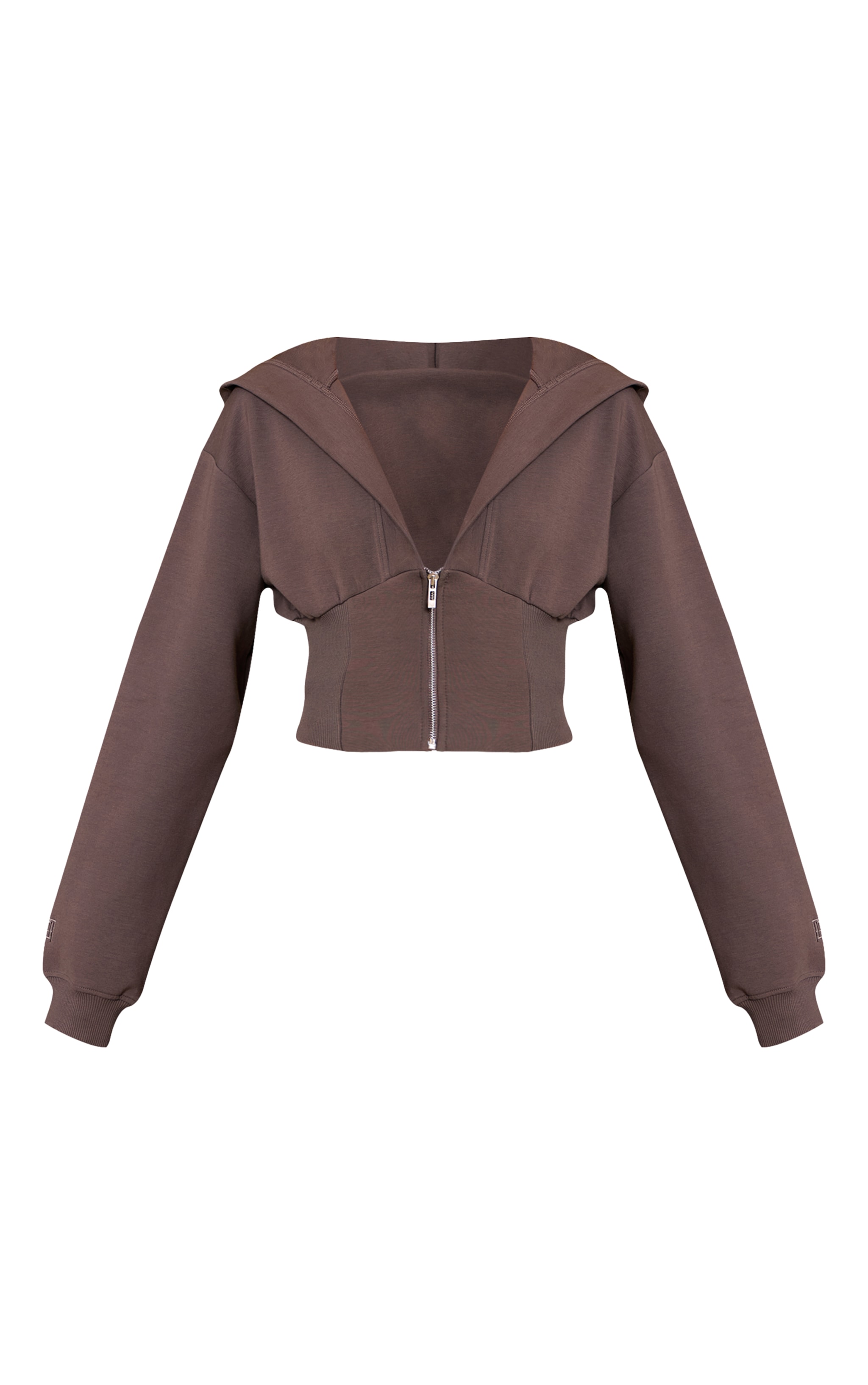 Charcoal Embroidered Interlock Cinch Waist Zip Hoodie image 5