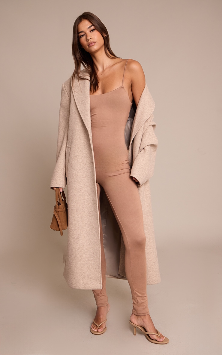 Mocha Spaghetti Strap Contour Jersey Jumpsuit image 1