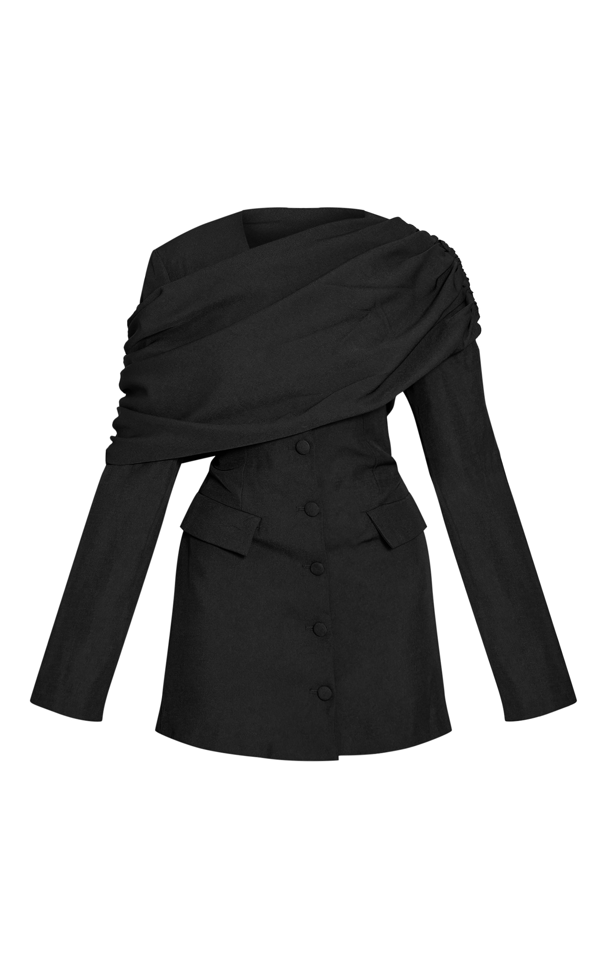 Black Tailored Sash Detail Blazer Dress image 5