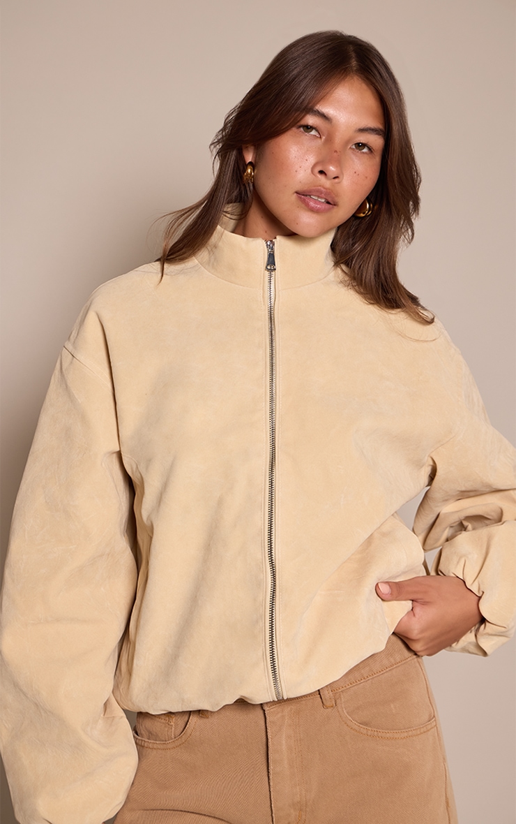 Buttercream Suede Bomber Jacket