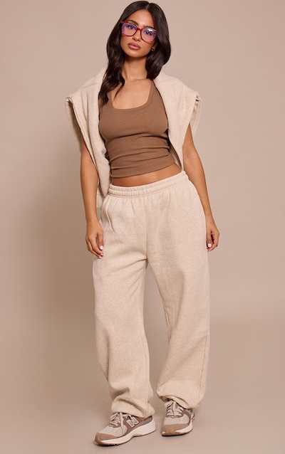 Petite Pantalon de survêtement en coton polaire avoine à ourlet resserrés