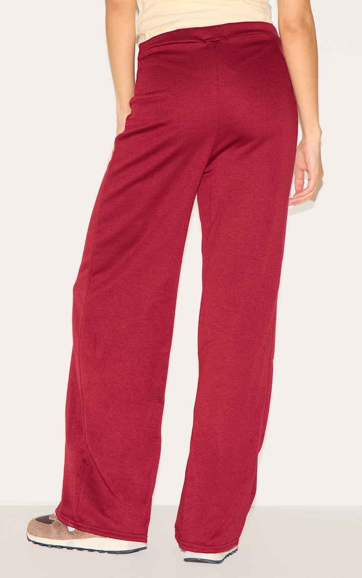 Burgundy Lightweight Drawstring Waist Wide Leg Sweatpants image 3