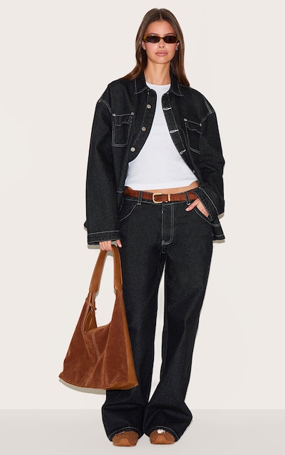 Raw Indigo Mid Rise Wide Leg Jeans