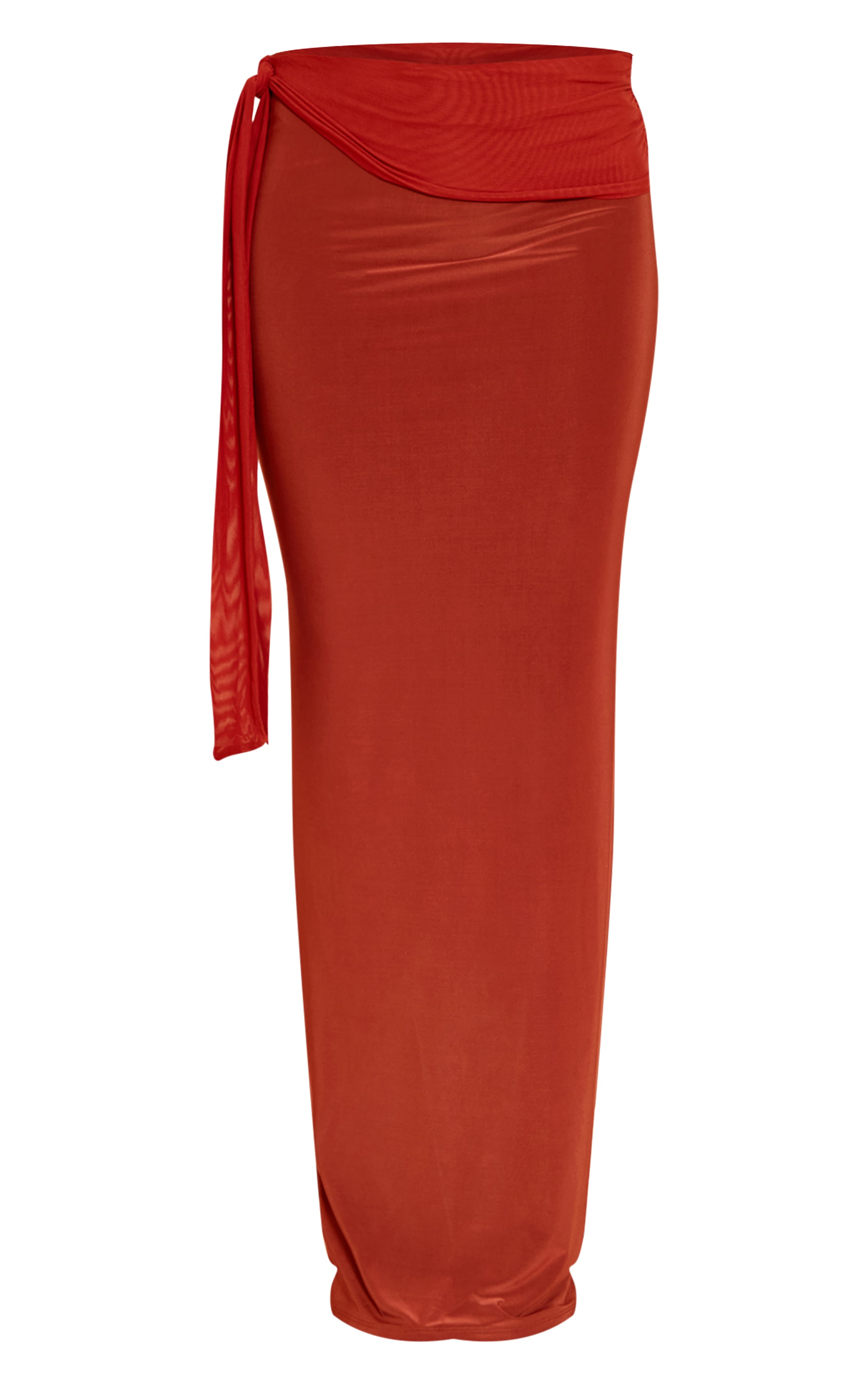 Burnt Orange Double Slinky Knotted Maxi Skirt image 5